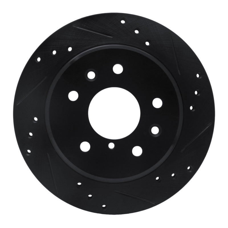 R1 86-91 Mazda RX-7 Rear Right Drilled & Slotted Black Brake Rotor