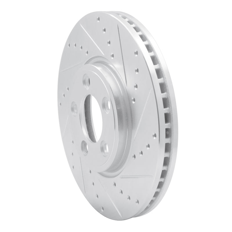 R1 06-08 Jaguar S-Type Front Right Drilled & Slotted Silver Brake Rotor