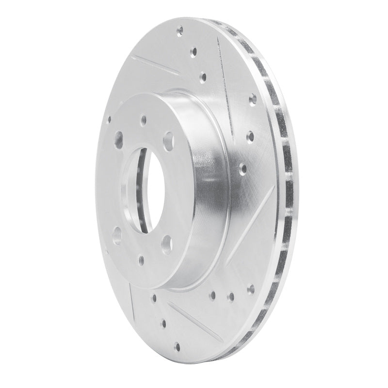 R1 88-06 Nissan NX Front Right Drilled & Slotted Silver Brake Rotor