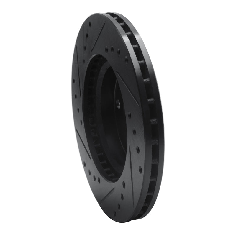 R1 90-93 Asuna SUNFIRE Front Right Drilled & Slotted Black Brake Rotor