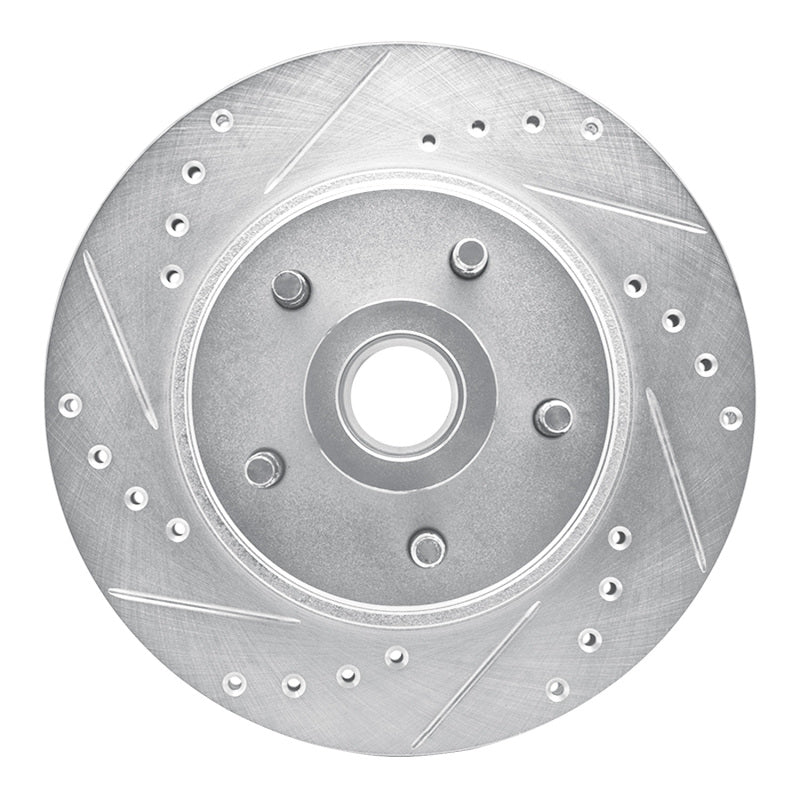 R1 82-87 Ford Mustang Front Left Drilled & Slotted Silver Brake Rotor