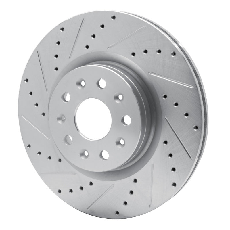 R1 14-25 Cadillac CT5 Front Left Drilled & Slotted Silver Brake Rotor