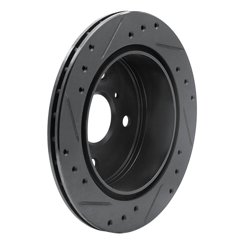 R1 84-88 Toyota Cressida Rear Right Drilled & Slotted Black Brake Rotor