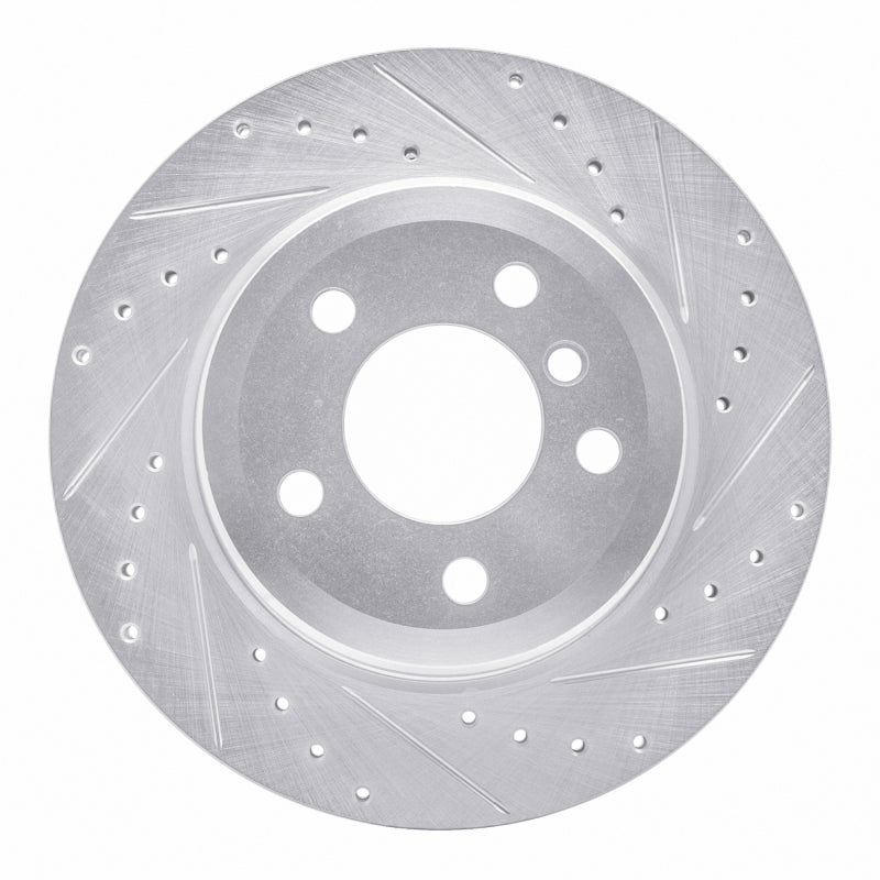 R1 07-19 BMW X6 Rear Right Drilled & Slotted Silver Brake Rotor