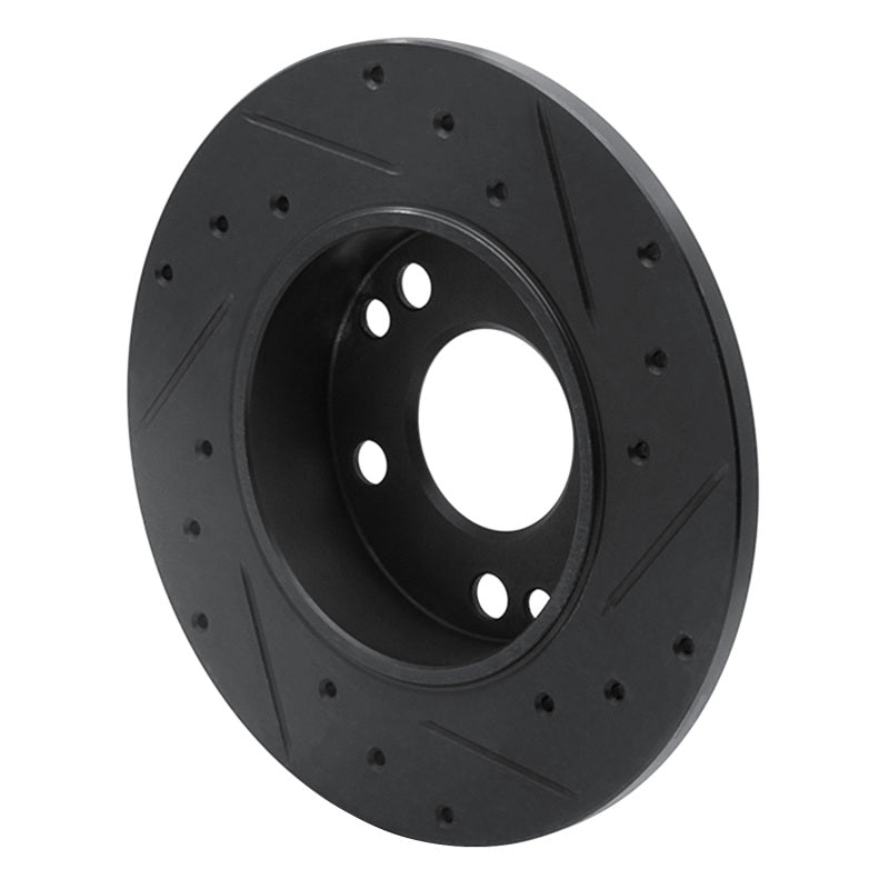 R1 83-89 Mercedes-Benz 190D Front Left Drilled & Slotted Black Brake Rotor