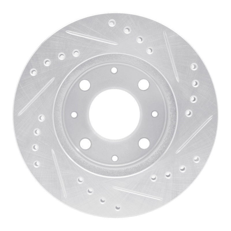R1 82-83 Honda Accord Sedan Front Left Drilled & Slotted Silver Brake Rotor
