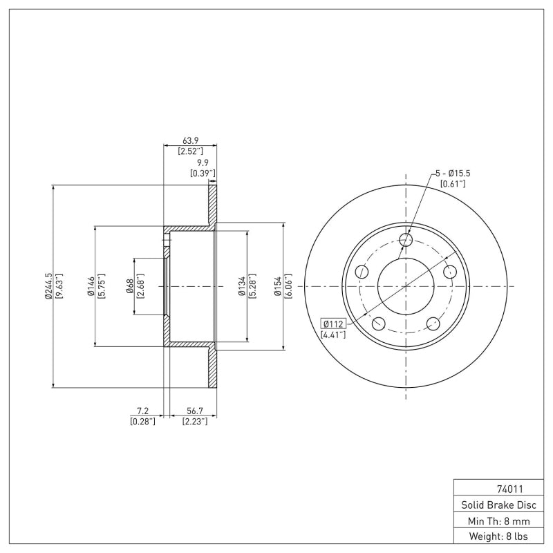R1 92-05 Audi 100 Quattro Rear Brake Rotor