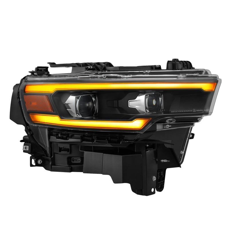 AlphaRex 25-26 Dodge Ram 1500 Luxx LED Proj Headlights -Black w/Activ Lit/ Seq Signal/Switchbk DRL