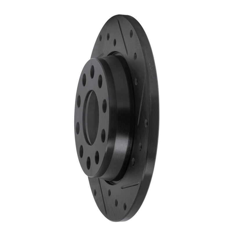 R1 00-08 Audi A4 (USA/Canada) Rear Right Drilled & Slotted Black Brake Rotor