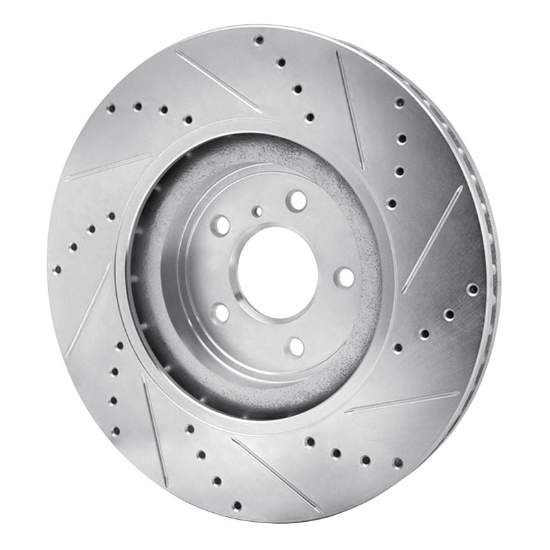 R1 09-20 Nissan 370Z Front Left Drilled & Slotted Silver Brake Rotor
