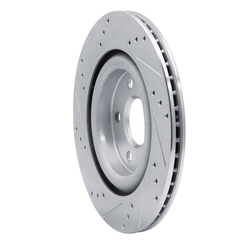 R1 06-08 Jaguar S-Type Rear Right Drilled & Slotted Silver Brake Rotor
