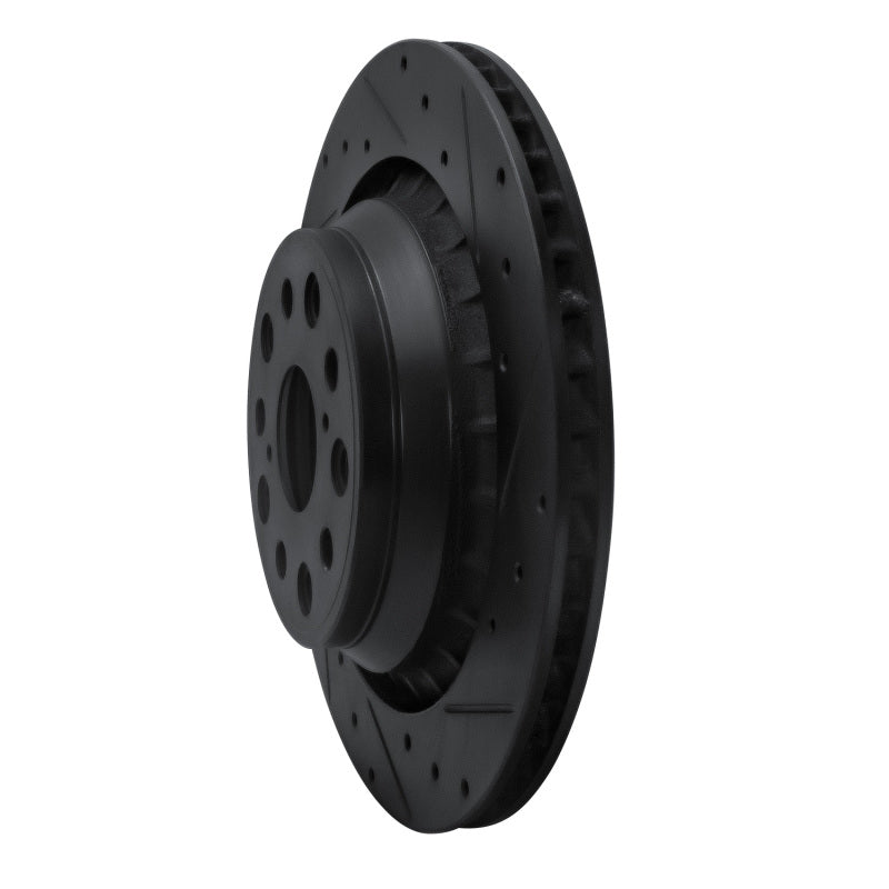 R1 07-17 Lexus LS460 Right Rear Drilled & Slotted Black Brake Rotor