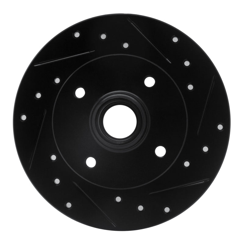 R1 85-02 Volkswagen Golf Rear Right Drilled & Slotted Black Brake Rotor