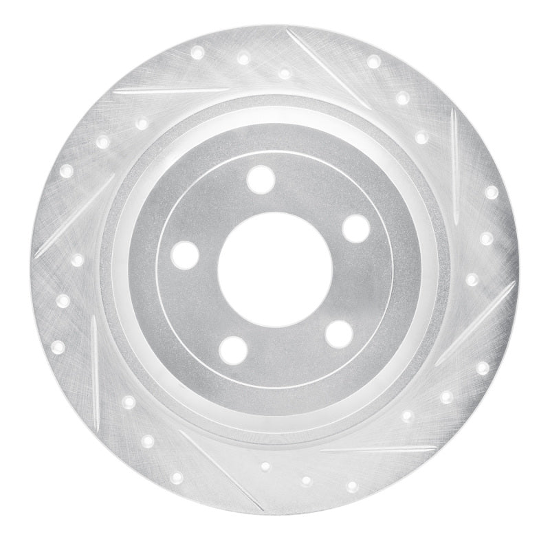 R1 15-23 Ford Mustang Rear Right Drilled & Slotted Silver Brake Rotor
