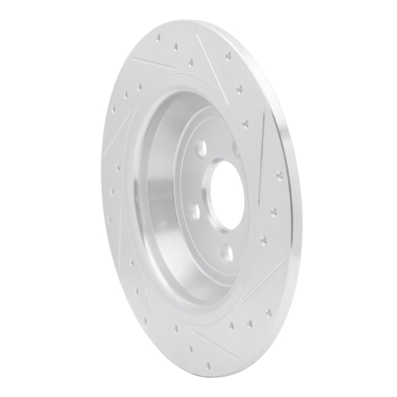 R1 15-24 Ford Edge Rear Left Drilled & Slotted Silver Brake Rotor