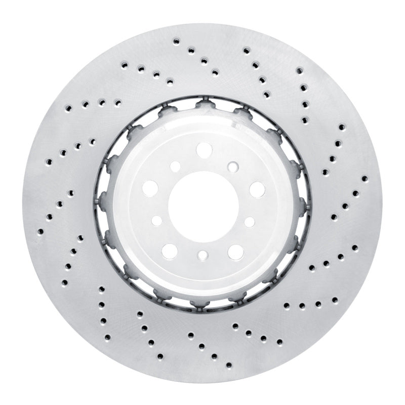 R1 12-19 BMW M5 Left Front Drilled Carbon Alloy GeoMET Rotor