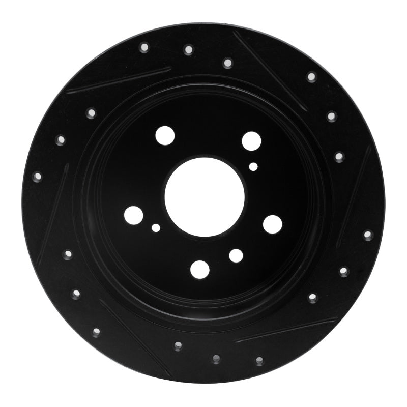 R1 02-08 Lexus ES300 Rear Left Drilled & Slotted Black Brake Rotor