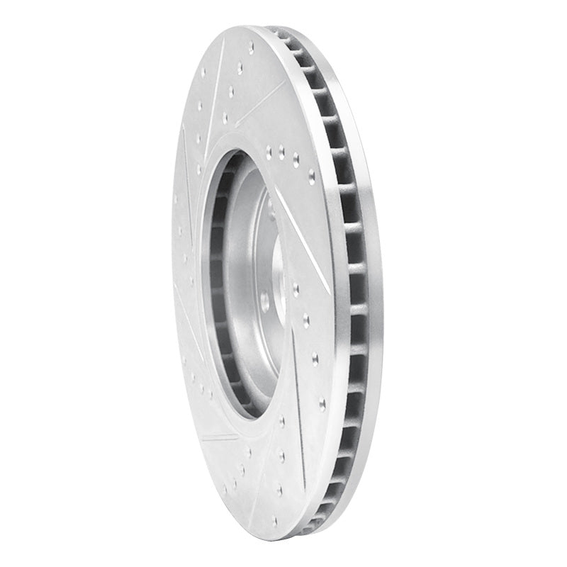 R1 07-17 Nissan Juke Front Right Drilled & Slotted Silver Brake Rotor
