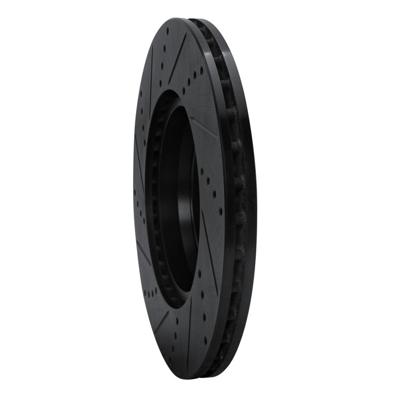 R1 16-23 Mercedes-Benz GLC350e Rear Right Drilled & Slotted Black Brake Rotor