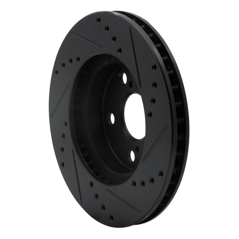 R1 94-00 Toyota Celica Front Left Drilled & Slotted Black Brake Rotor