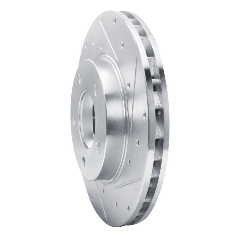 R1 92-03 Mazda 626 Front Right Drilled & Slotted Silver Brake Rotor