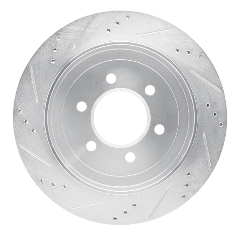 R1 02-06 Ford Expedition Rear Right Drilled & Slotted Silver Brake Rotor