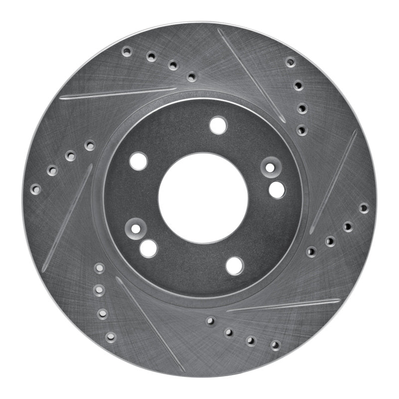 R1 11-25 Hyundai Venue Front Right Drilled & Slotted Silver Brake Rotor
