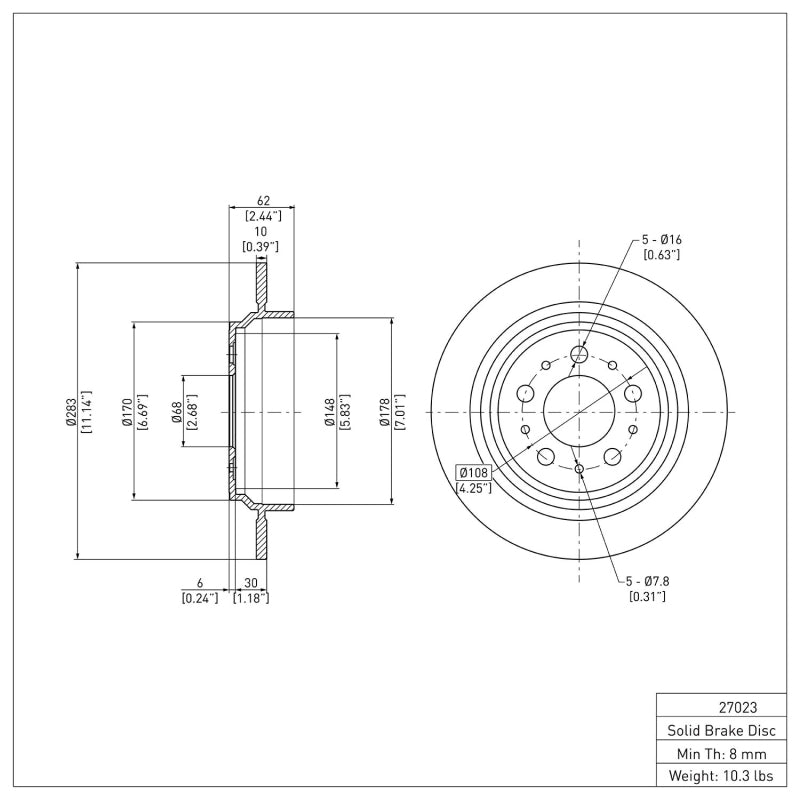 R1 98-00 Volvo S70 Rear Brake Rotor