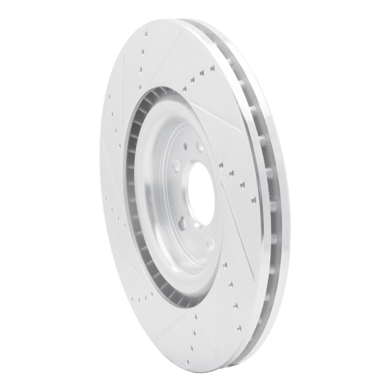 R1 13-14 Ford Mustang Front Right Drilled & Slotted Silver Brake Rotor
