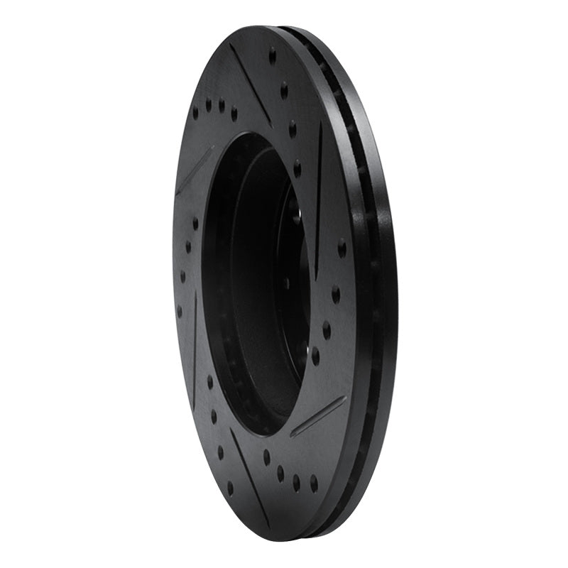 R1 86-91 Acura Integra Front Left Drilled & Slotted Black Brake Rotor
