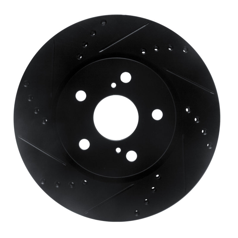 R1 18-22 Toyota C-HR Front Left Drilled & Slotted Black Brake Rotor