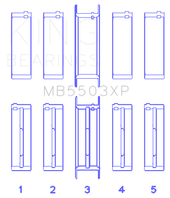 King Engine Bearings Ford 351ci Cleveland V8 (Size 001) Tri-Metal Performance Main Bearing Set