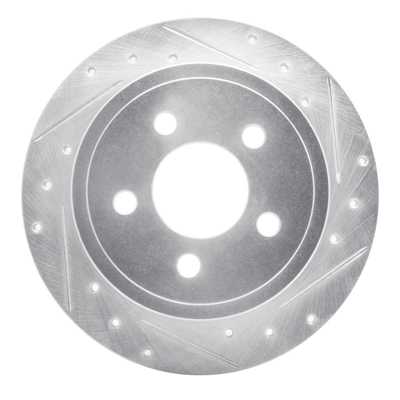 R1 03-07 Jeep Liberty Rear Right Drilled & Slotted Silver Brake Rotor