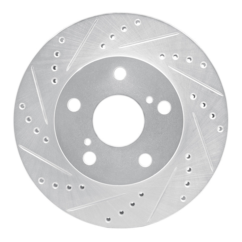 R1 91-96 Toyota Previa Front Left Drilled & Slotted Silver Brake Rotor