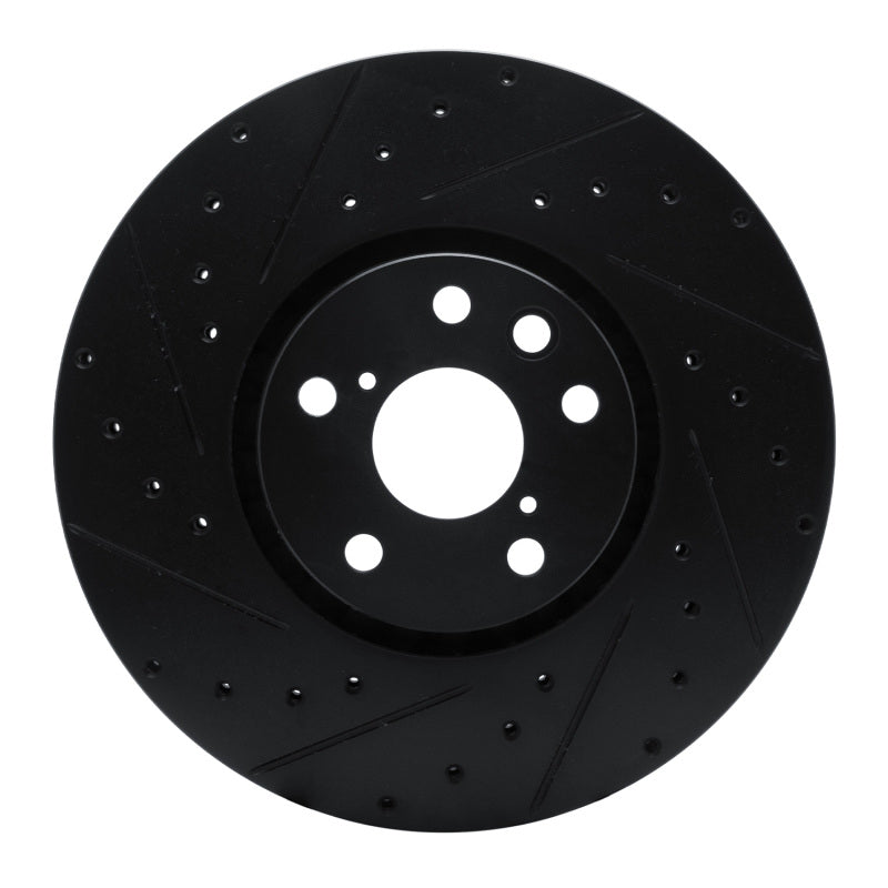 R1 06-20 Lexus GS350 Left Front Drilled & Slotted Black Brake Rotor