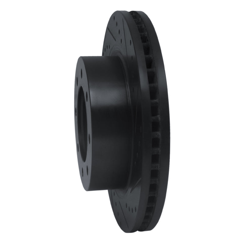 R1 12-21 Nissan NV1500 Front Right Drilled & Slotted Black Brake Rotor