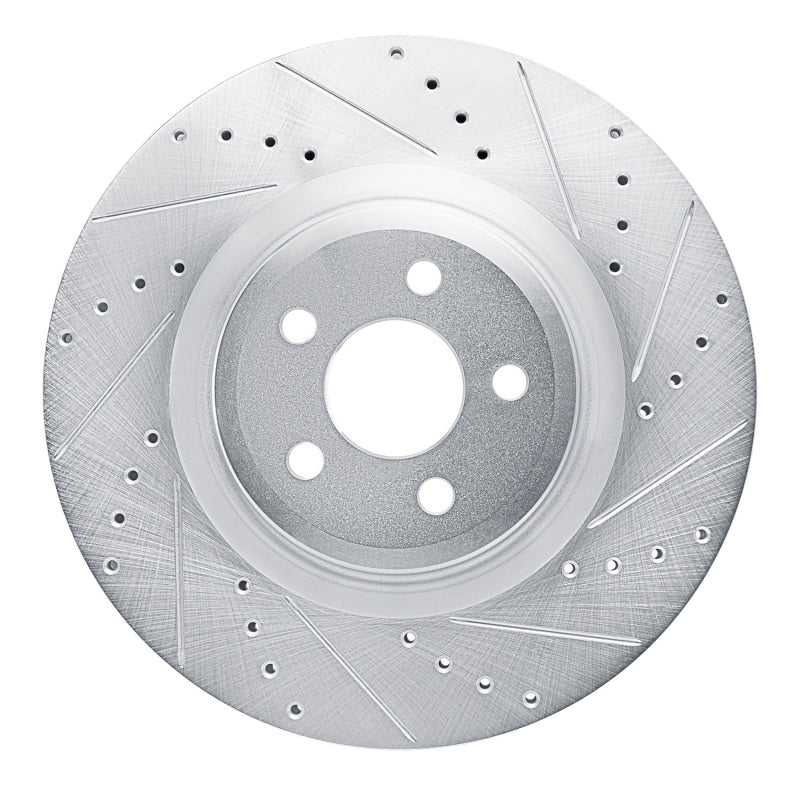 R1 19-24 Ford Edge Front Right Drilled & Slotted Silver Brake Rotor