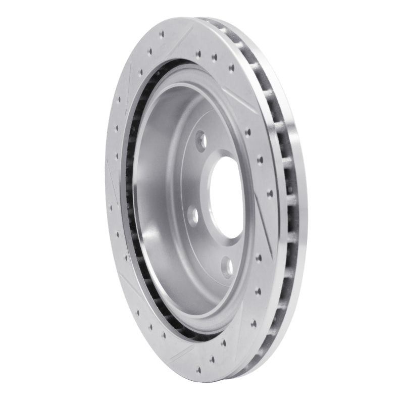 R1 97-13 Cadillac XLR Rear Right Drilled & Slotted Silver Brake Rotor