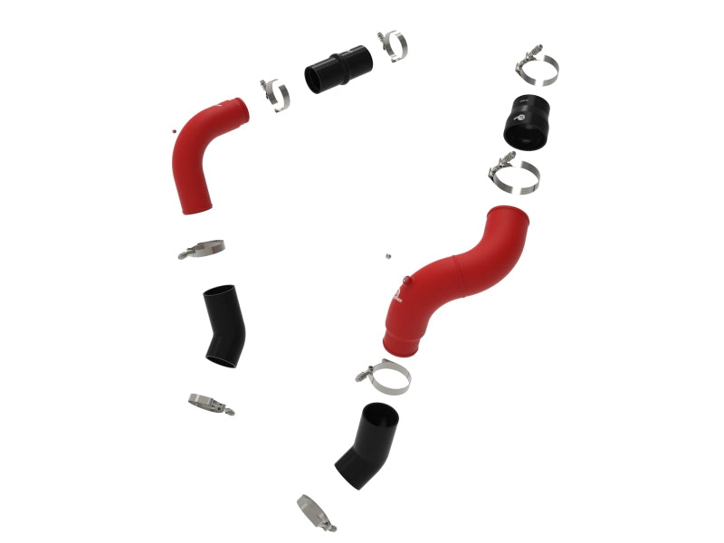 aFe BladeRunner 3in & 3-1/2in AL Hot and Cold Charge Pipe Kit Red RAM Diesel Trucks 25-26 L6-6.7L