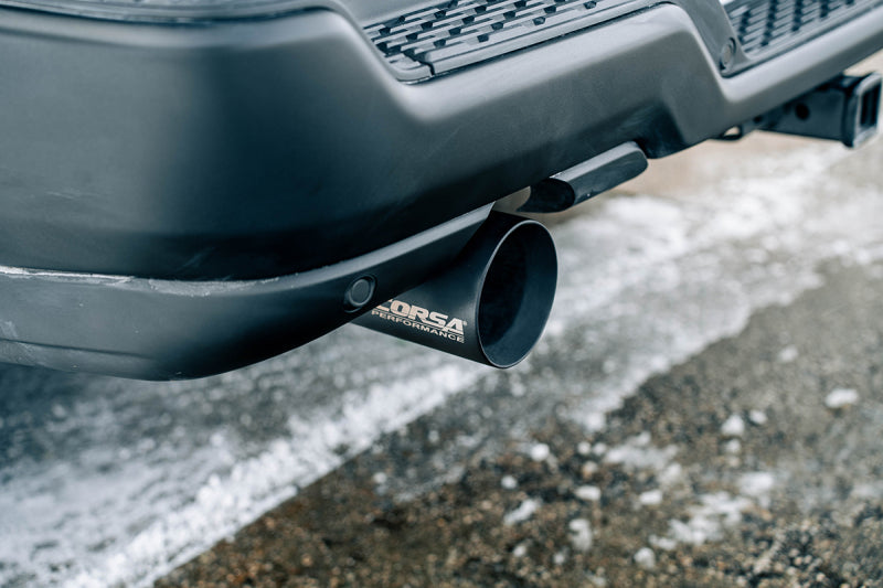 Corsa 25-26 Ram 2.5in Stainless Steel Sport Cat-back Dual Rear Exit 5.0in Black Tips