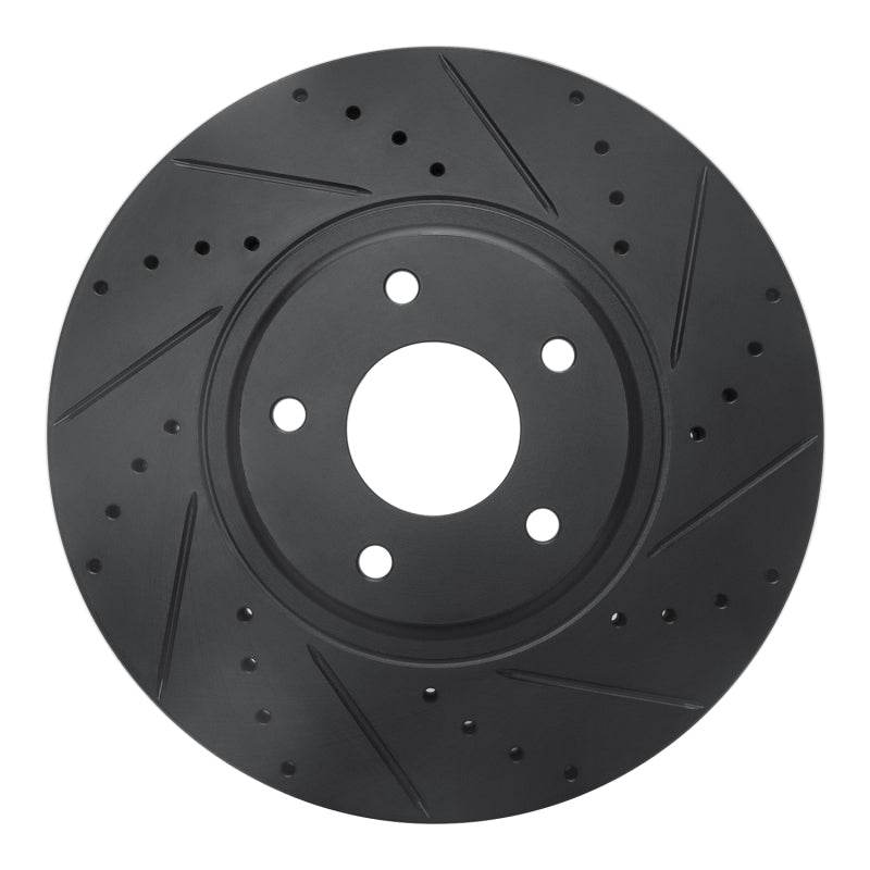 R1 03-05 Nissan Maxima Front Right Drilled & Slotted Black Brake Rotor