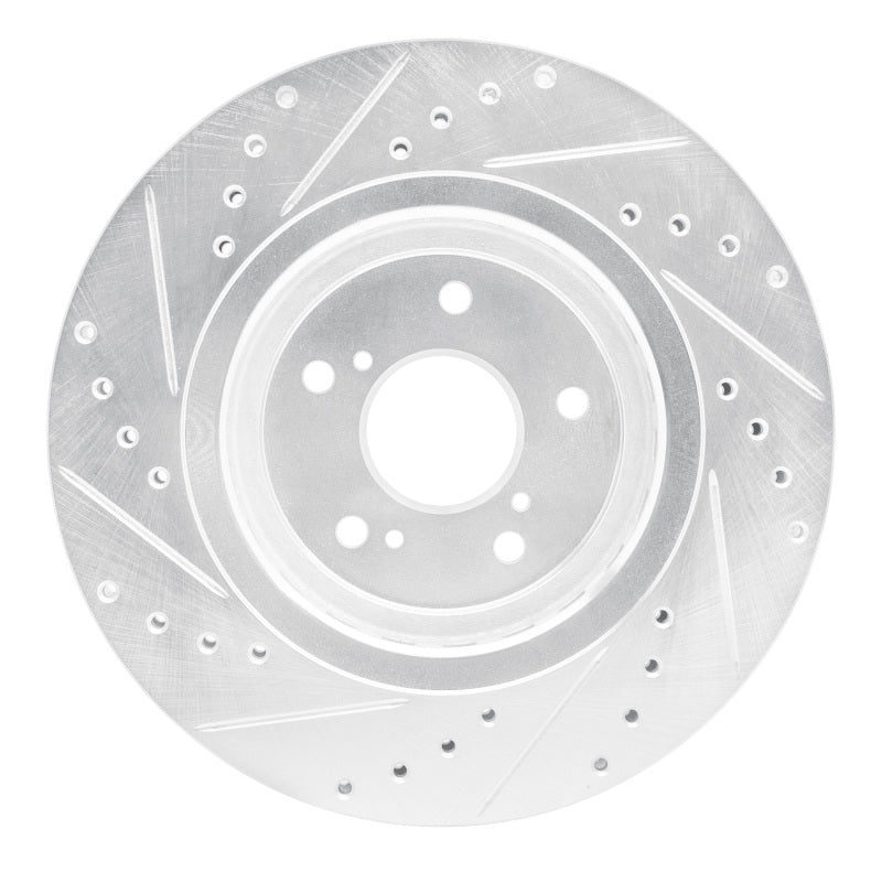 R1 14-20 Acura MDX Front Right Drilled & Slotted Silver Brake Rotor