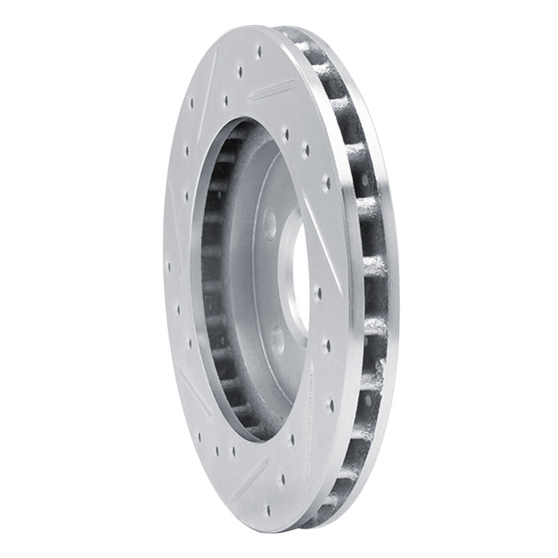 R1 85-89 Dodge ARIES Front Right Drilled & Slotted Silver Brake Rotor