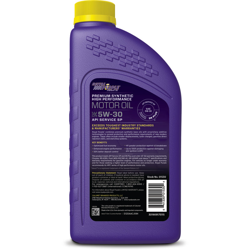 Royal Purple Premium Synthetic High Performance Multi-Grade 5W30 Motor Oil - 1 Quart