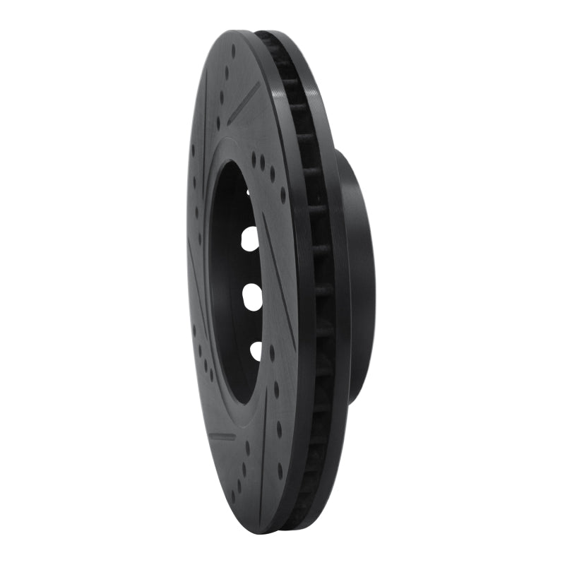 R1 90-97 Audi V8 Quattro Front Right Drilled & Slotted Black Brake Rotor