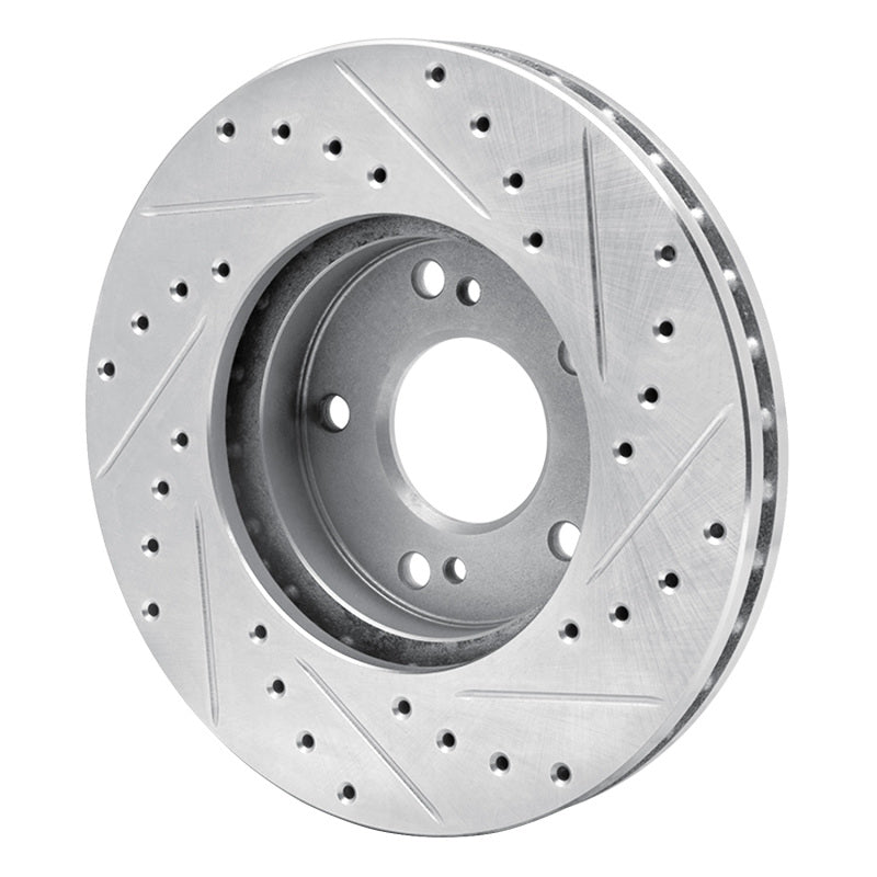 R1 89-96 Nissan 300ZX Turbo Front Left Drilled & Slotted Silver Brake Rotor