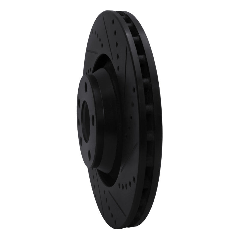 R1 05-11 Audi A6 Quattro Front Right Drilled & Slotted Black Brake Rotor