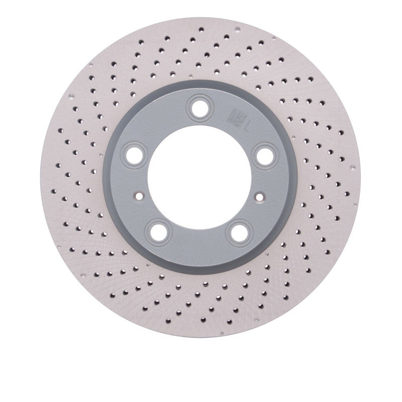 R1 13-16 Porsche Boxster Left Front Drilled Carbon Alloy GeoMET Rotor