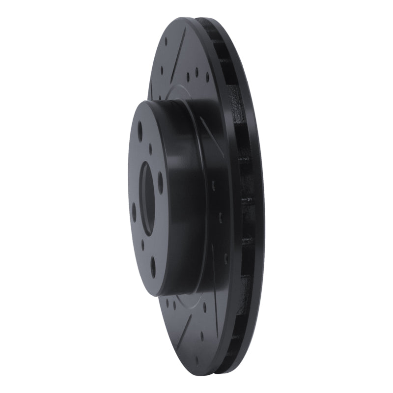 R1 87-92 Geo Prizm Front Left Drilled & Slotted Black Brake Rotor
