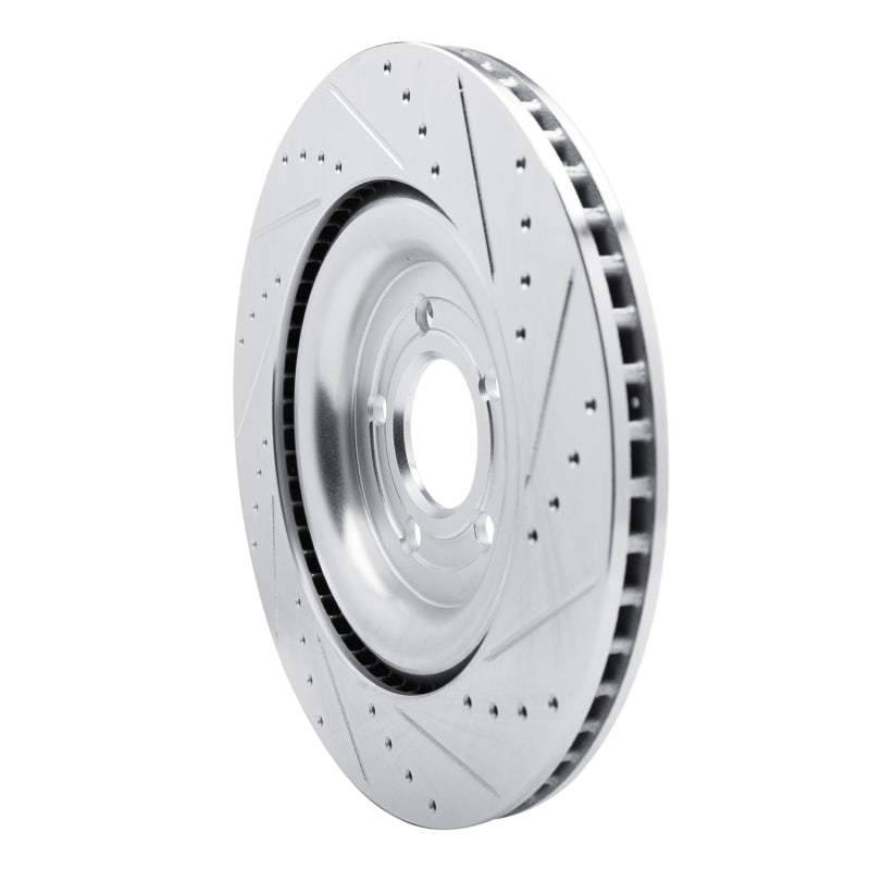 R1 20-25 Ford Police Interceptor Utility Rear Left Drilled & Slotted Silver Brake Rotor